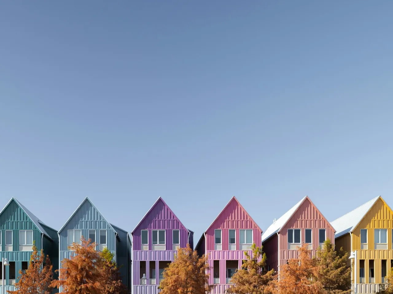 Colorful houses photographed in Oklahoma City’s Wheeler District